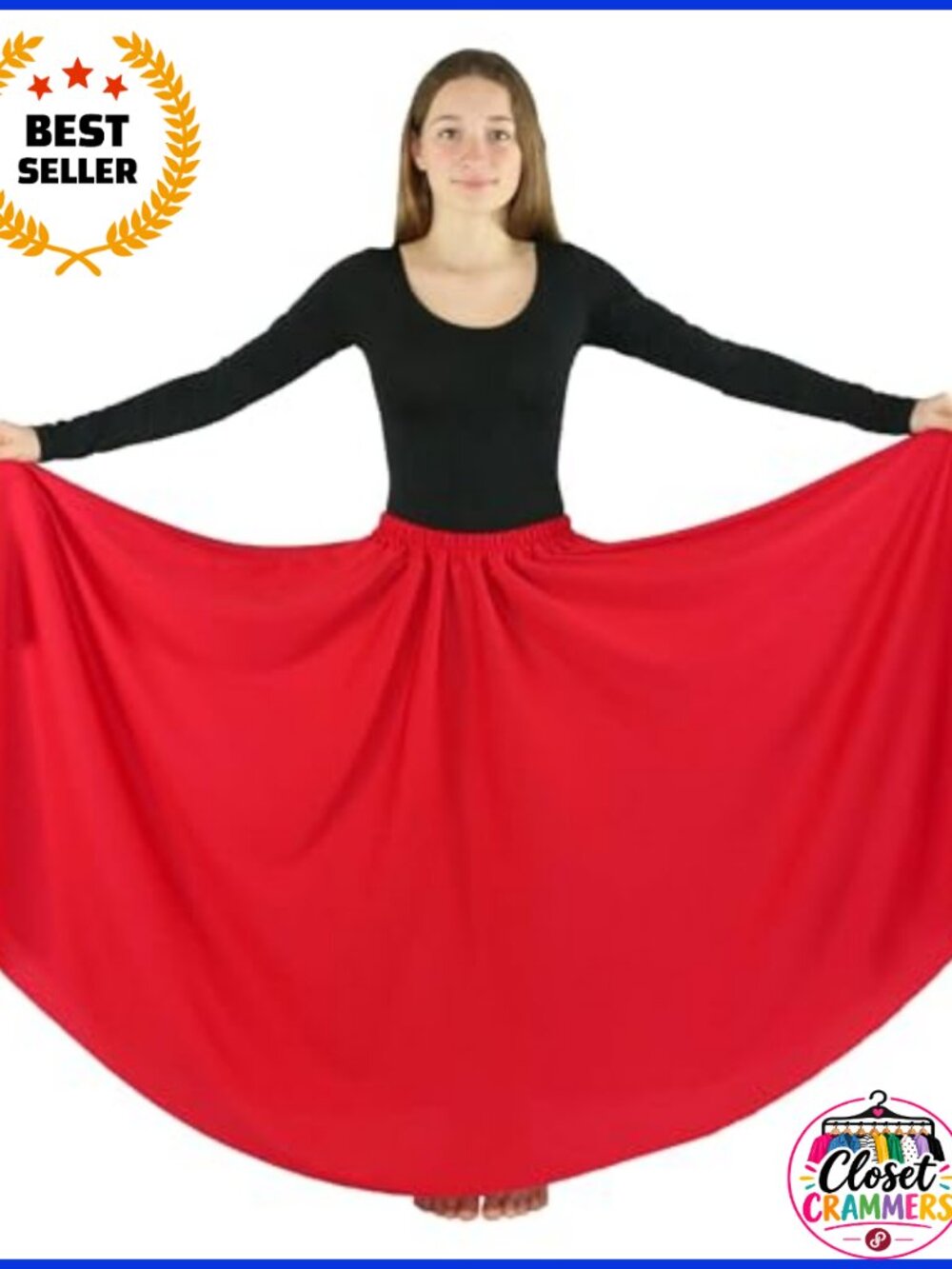 Long Full Circle Dance Skirt Pull-On Elastic Waist Unhemmed Performance